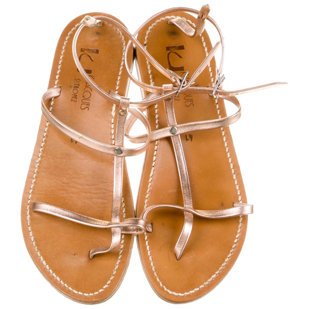 K JACQUES ST. TROPEZ Leather Cutout Accent Gladiator Sandals